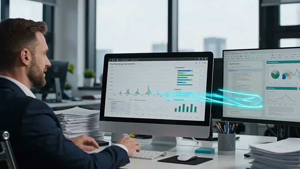 Dashboards and data on office screens