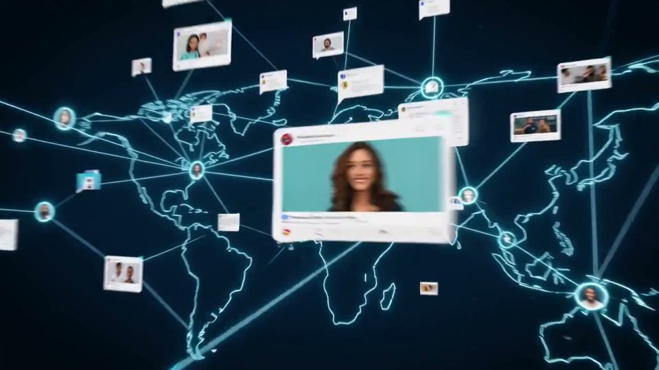 A glowing map of connected people and places online