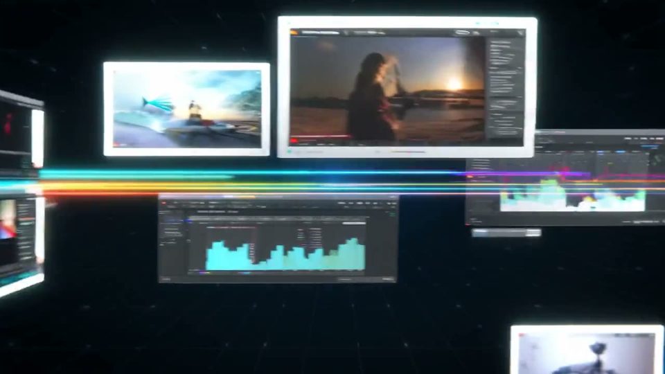 Video editing software and clips on screen