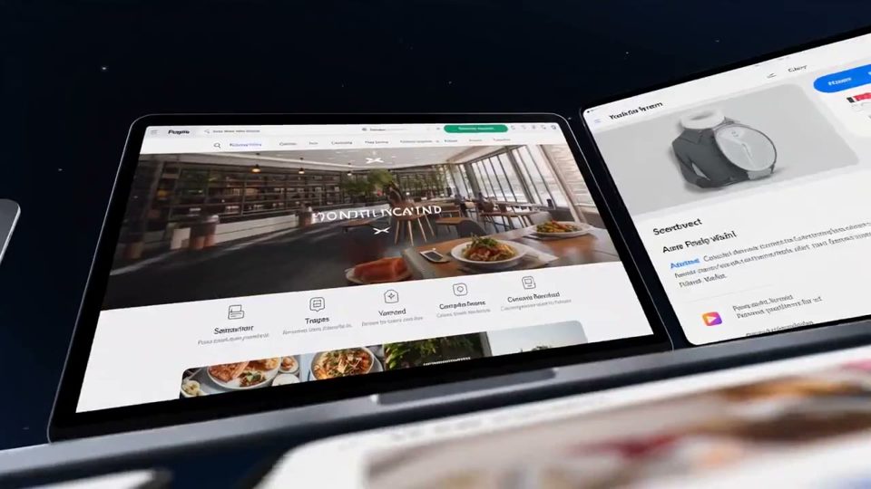 A restaurant website shown on a laptop and tablet